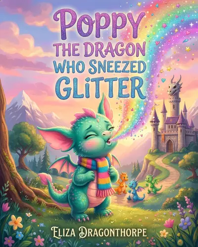 Poppy the Dragon Who Sneezed Glitter cover